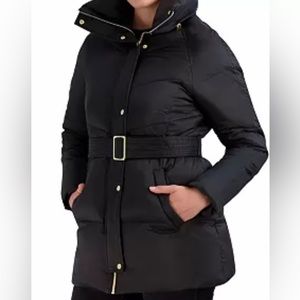 Cole Hahn Belted-Pillow Collar Puffer Coat